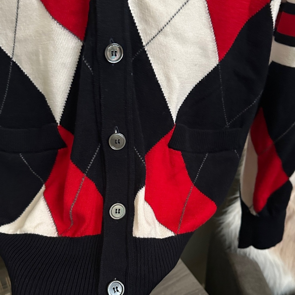 Thom Browne 100% Wool Argyle Patterned Cardigan S… - image 4